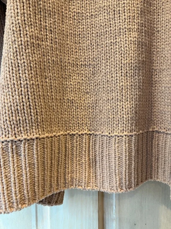 aerie Like Candy Cozy Crewneck Tan Chenille Sweater Size L - Picture 5 of 8